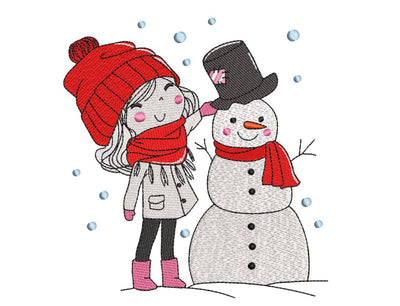 Cute Winter Girl Embroidery Design, 5 sizes, Instant Download Embroidery/Applique DESIGNS Nino Nadaraia 