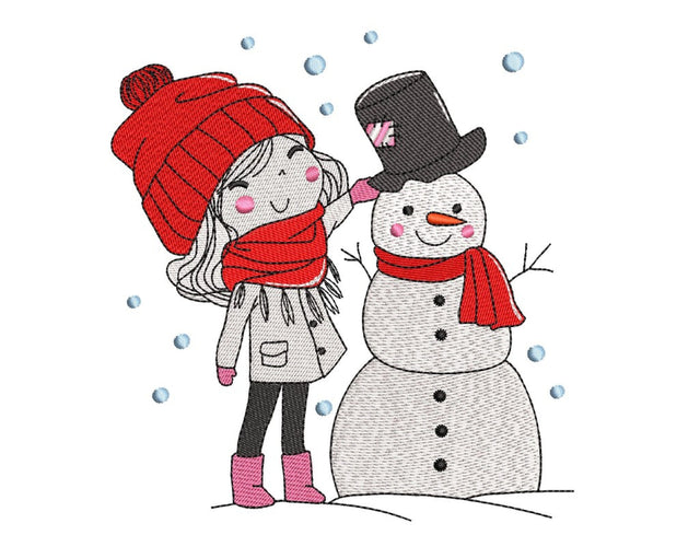 Cute Winter Girl Embroidery Design, 5 sizes, Instant Download Embroidery/Applique DESIGNS Nino Nadaraia 