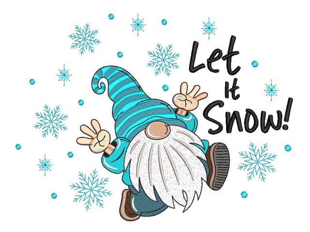 Cute Winter Gnome Embroidery Design, Let it Snow Embroidery File, 4 sizes, Instant Download Embroidery/Applique DESIGNS Nino Nadaraia 