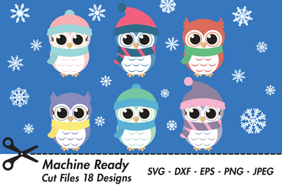 Cute Winter Owl And Snowflake Bundle | Woodland Winter SVG SVG Captain Creative 