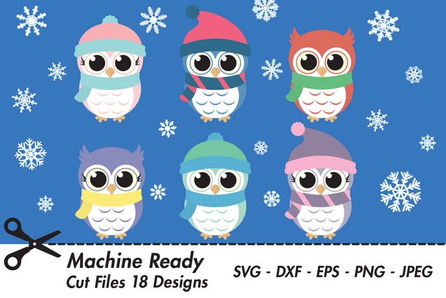 Cute Winter Owl And Snowflake Bundle | Woodland Winter SVG SVG Captain Creative 