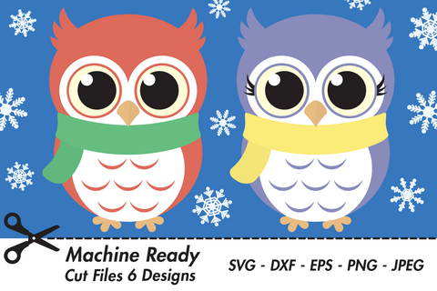 Cute Winter Owls With Snowflakes | Woodland Winter SVG SVG Captain Creative 