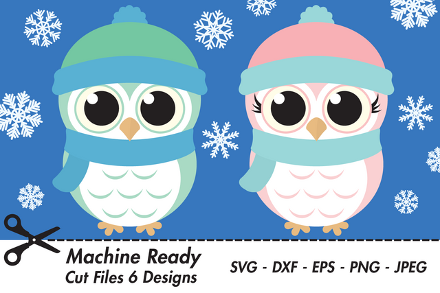 Cute Winter Owls With Snowflakes | Woodland Winter SVG SVG Captain Creative 