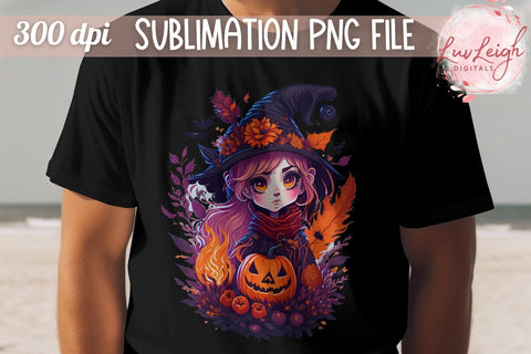 Cute Witch Halloween T-shirt PNG Sublimation Luvleigh Digitals 