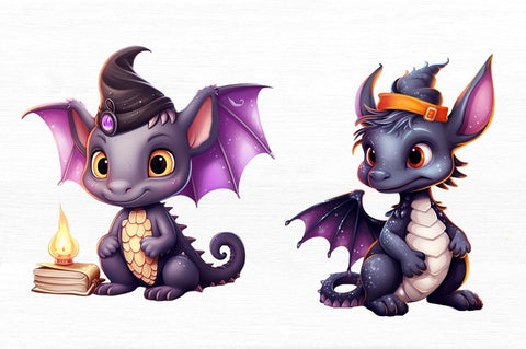 Cute Witchy Dragon Clipart Bundle Sublimation Regulrcrative 