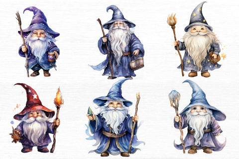 Cute Wizard Watercolor Clipart Bundle Sublimation Regulrcrative 