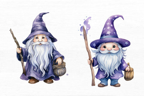 Cute Wizard Watercolor Clipart Bundle Sublimation Regulrcrative 