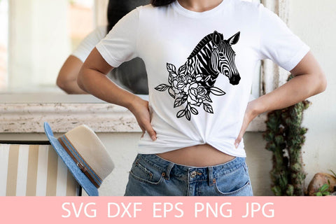 Cute Zebra With Flowers SVG File Free For Commercial Use SVG Sintegra 