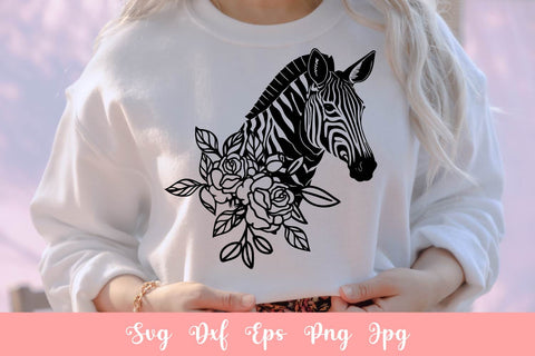 Cute Zebra With Flowers SVG File Free For Commercial Use SVG Sintegra 
