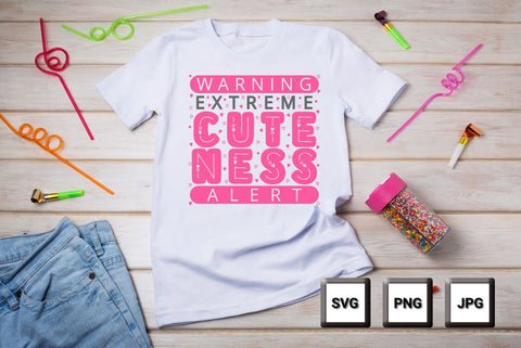 Cuteness Warning: Funny Quote T-Shirt Cut File for Kids in SVG, PNG and JPG Formats SVG Dots-A-Lot 