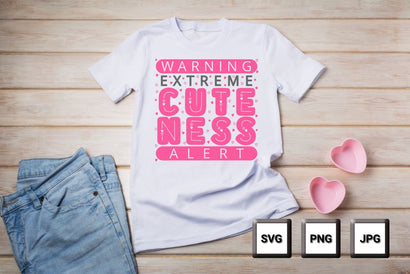 Cuteness Warning: Funny Quote T-Shirt Cut File for Kids in SVG, PNG and JPG Formats SVG Dots-A-Lot 