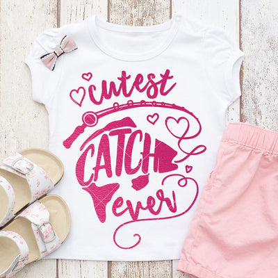 Cutest Catch ever - Baby Girl Fishing SVG Chameleon Cuttables 
