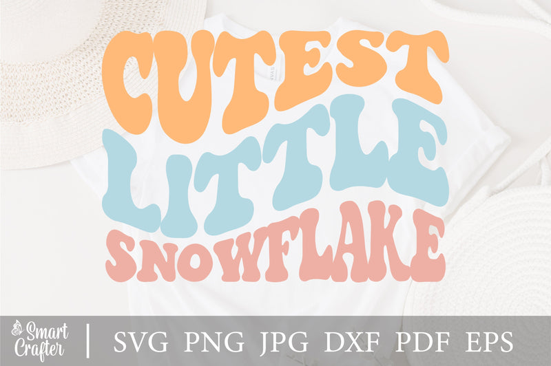 Cutest Little Snowflake Svg, Snowflakes svg, Winter svg, Holidays svg, Snow svg, Cold svg, wavy style Stacked svg, png dxf SVG Fauz 