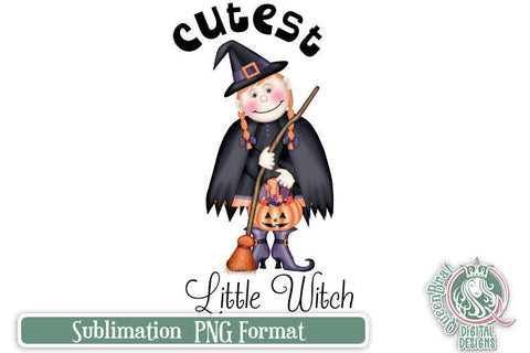 Cutest Little Witch Sublimation Sublimation QueenBrat Digital Designs 