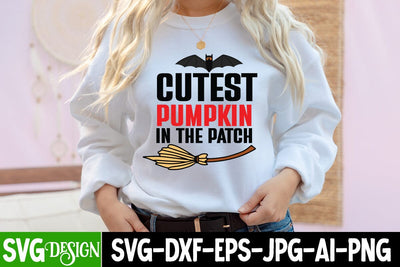 Cutest Pumpkin in the Patch SVG Cut File, Cutest Pumpkin in the Patch SVG Design, Halloween SVG Design, Halloween Quotes, Halloween Sublimation Design, Halloween Saying SVG Cut File, Halloween SVG Cut File SVG BlackCatsMedia 