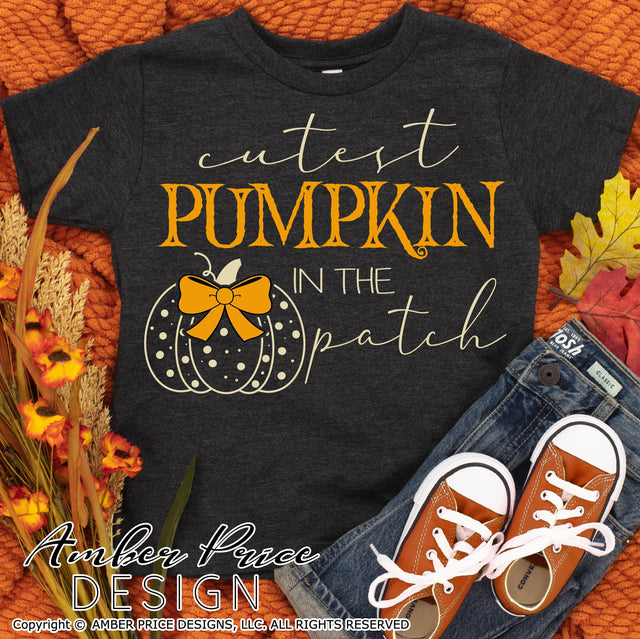 Cutest Pumpkin in the Patch SVG | Kid's Fall SVG PNG DXF | Cool Pumpkin SVG | Amber Price Design SVG Amber Price Design 