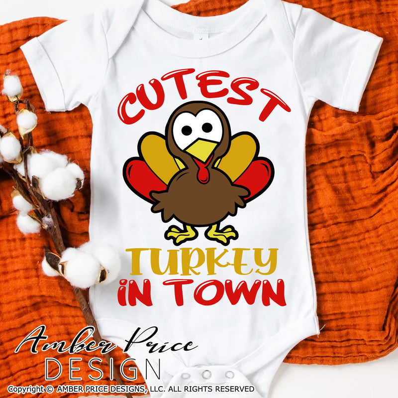 Cutest Turkey in town SVG | Cute Fall Kid's Thanksgiving SVG PNG DXF ...