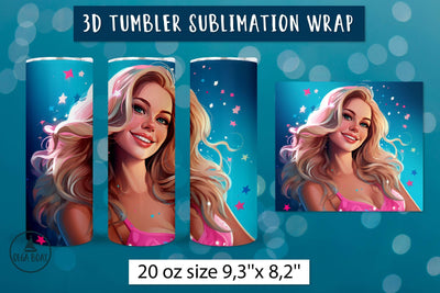 Cutie girl tumbler wrap | Barbie png illustration Sublimation Olga Boat Design 