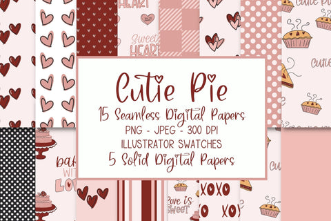Cutie Pie - Valentine Pattern Paper Bundle Digital Pattern Designing Digitals 