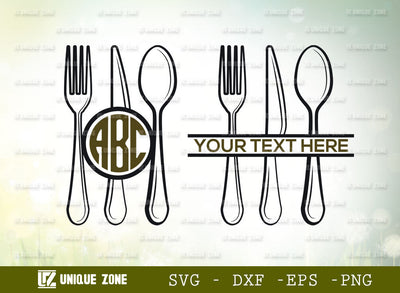 Cutlery Set Monogram Svg, Cutlery Set Svg, Spoon Knife Fork Set Svg, Spoon Svg, Knife Svg, Fork Svg, Kitchen Set Svg SVG Unique Zone 