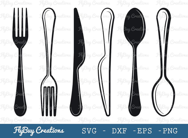 Cutlery Set Svg Cut File| Spoon Knife Fork Set | Spoon | Knife | Fork | Kitchen Set | Circle Monogram | Split Monogram | SVG ETC Craft 