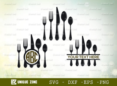 Cutlery Set Svg, Spoon Knife Fork Set Svg, Spoon Svg, Knife Svg, Fork Svg, Kitchen Set Svg, SVG Unique Zone 