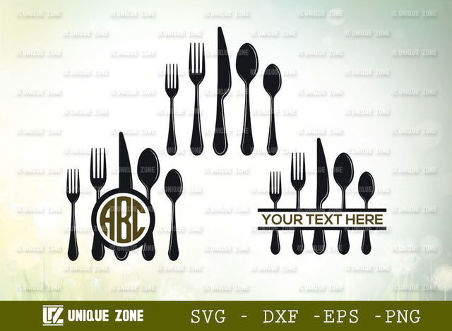 Cutlery Set Svg, Spoon Knife Fork Set Svg, Spoon Svg, Knife Svg, Fork Svg, Kitchen Set Svg, SVG Unique Zone 