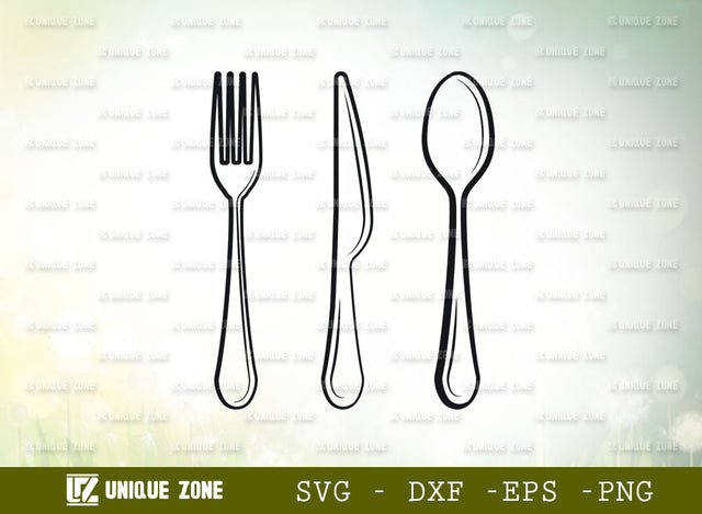 Cutlery Set Svg, Spoon Knife Fork Set Svg, Spoon Svg, Knife Svg, Fork Svg, Kitchen Set Svg SVG Unique Zone 