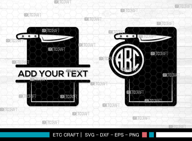 Cutting Board Monogram SVG, Split Monogram SVG, Cooking Board Svg, Chopping Board Svg, Kitchen Board Svg, Cutting Board And Knife Svg, Cutting Board SVG ETC Craft 