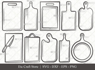 Cutting Board Outline SVG Cut File | Kitchen Board Svg | Cutting Boards With Handle Svg | Kitchen Cutting Board Svg | Cooking Board Svg | Cutting Board Svg Bundle SVG ETC Craft 