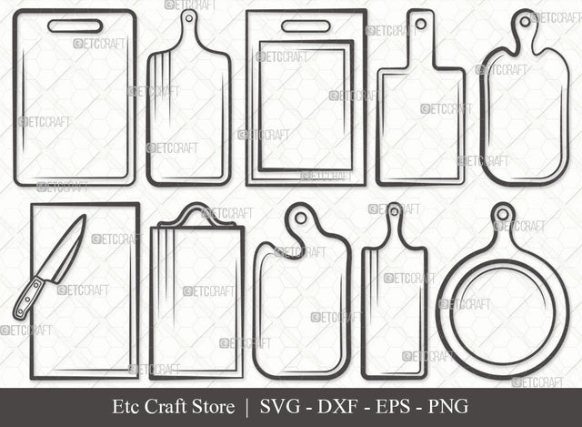 Cutting Board Outline SVG Cut File | Kitchen Board Svg | Cutting Boards With Handle Svg | Kitchen Cutting Board Svg | Cooking Board Svg | Cutting Board Svg Bundle SVG ETC Craft 