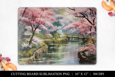 Cutting Board Sublimation Design PNG - Pink Sakuras Sublimation BijouBay 