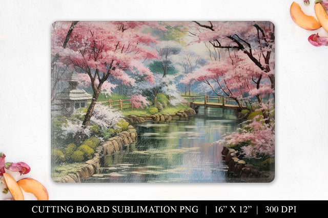 Cutting Board Sublimation Design PNG - Pink Sakuras Sublimation BijouBay 