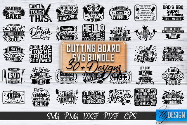Cutting Board SVG Bundle | Kitchen Design SVG | Funny Quotes SVG Fly Design 