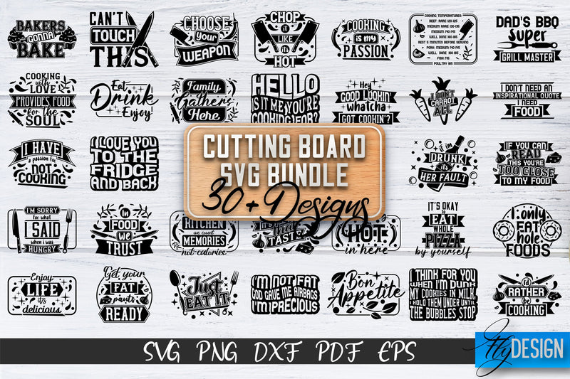 Cutting Board SVG Bundle | Kitchen Design SVG | Funny Quotes - So Fontsy