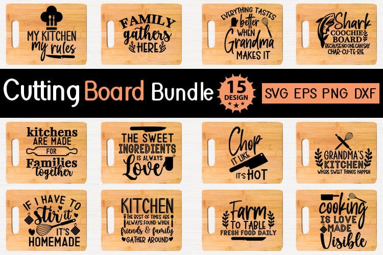 Cutting Board svg bundle Kitchen Pot Holder svg bundle - So Fontsy