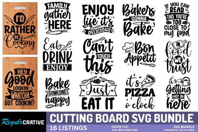 Cutting Board SVG Bundle SVG Regulrcrative 