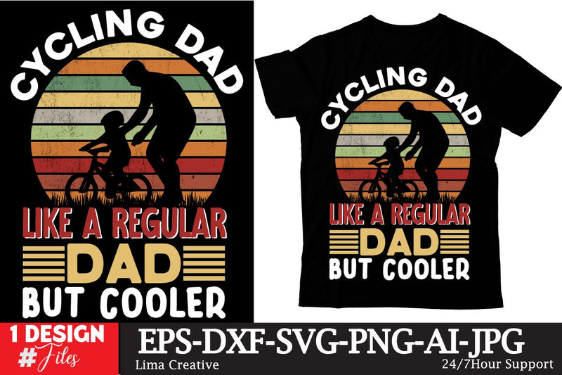 Cycling Dad Like A Regular Dad But Cooler SVG Cute File ,Father's Day Retro Sunset T-shirt Design, Dad SVG Cute File, Dad Sublimation ,Father's Day Clip Art, Father's Day SVG Qutes ,Dad T-shirt Design SVG Insomnia Std 