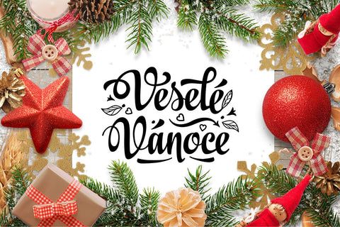 Czech Christmas Vesele Vanoce svg Christmas lettering Congratulations in Slavic Happy Christmas SVG Zoya Miller 