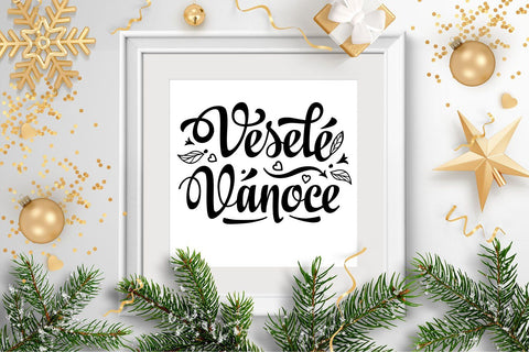 Czech Christmas Vesele Vanoce svg Christmas lettering Congratulations in Slavic Happy Christmas SVG Zoya Miller 