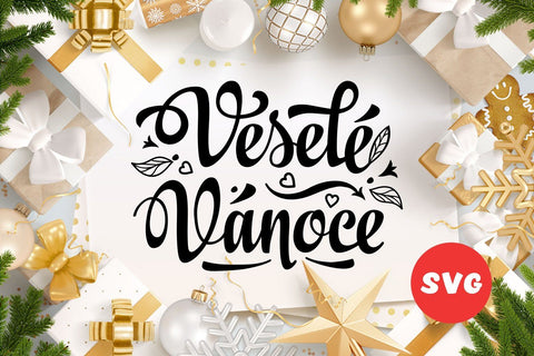 Czech Christmas Vesele Vanoce svg Christmas lettering Congratulations in Slavic Happy Christmas SVG Zoya Miller 