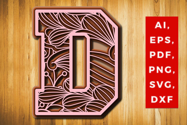 D Layered Floral Alphabet SVG cut file, laser cut alphabet, mandala alphabet, 5 layer SVG MD JOYNAL ABDIN 