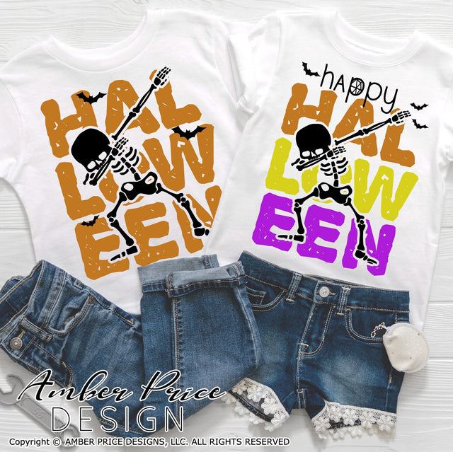 Dabbing Skeleton SVG | Kid's Happy Halloween SVG PNG DXF SVG Amber Price Design 