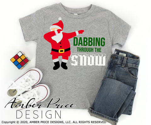 Dabbing through the snow SVG with dabbing Santa | Kid's Christmas SVG PNG DXF | Festive Holiday Shirt SVGs SVG Amber Price Design 