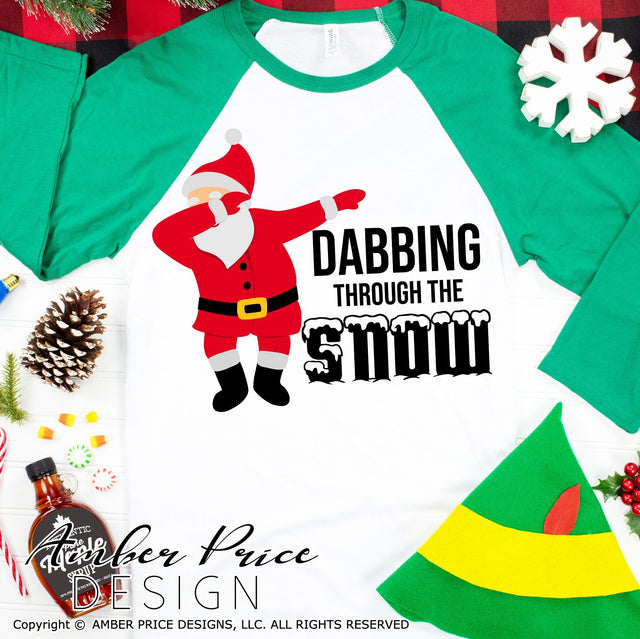 Dabbing through the snow SVG with dabbing Santa | Kid's Christmas SVG PNG DXF | Festive Holiday Shirt SVGs SVG Amber Price Design 