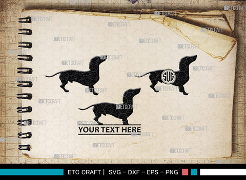Dachshund Dog Monogram, Dachshund Dog Silhouette, Dachshund Dog SVG, Dachshund Svg, Dog Svg, SB00249 SVG ETC Craft 
