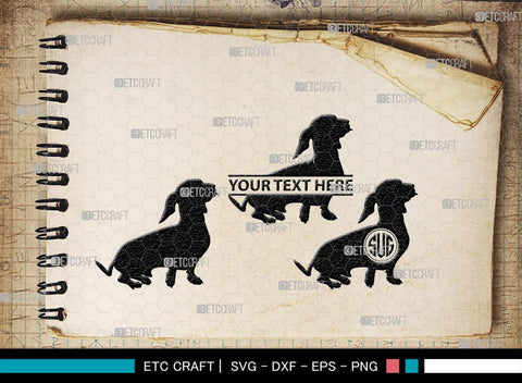 Dachshund Dog Monogram, Dachshund Dog Silhouette, Dachshund Dog SVG, Dachshund Svg, Dog Svg, SB00249 SVG ETC Craft 