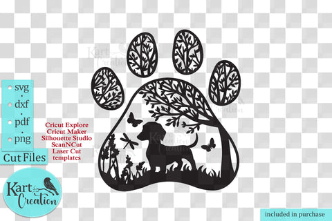 Dachshund dog paw svg dxf pdf cut file round sign SVG kartcreationii 