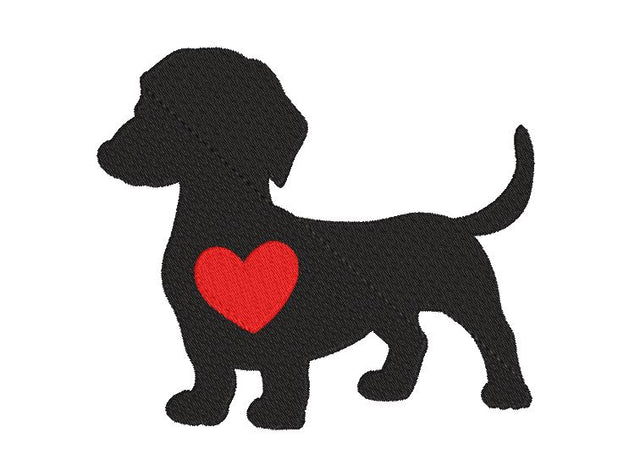 Dachshund Dog with a Heart Machine Embroidery Design SVG Canada Embroidery 