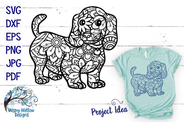 Dachshund Dog Zentangle SVG SVG Wispy Willow Designs 
